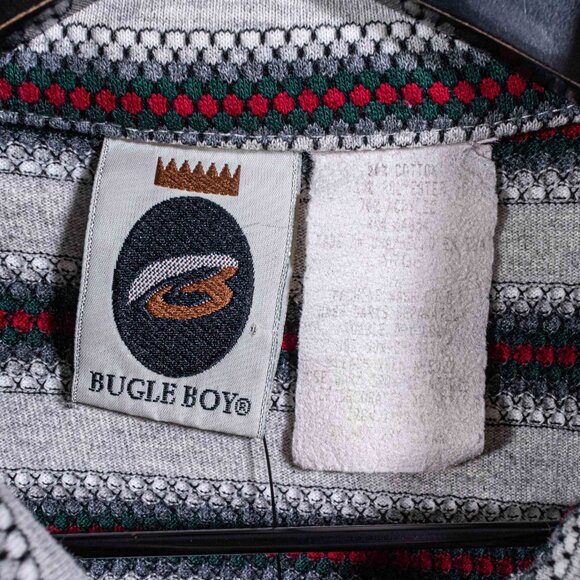 Bugle Boy Striped Textured Polo Shirt Large VTG 90s Surf Skate Streetwear - Picture 4 of 7